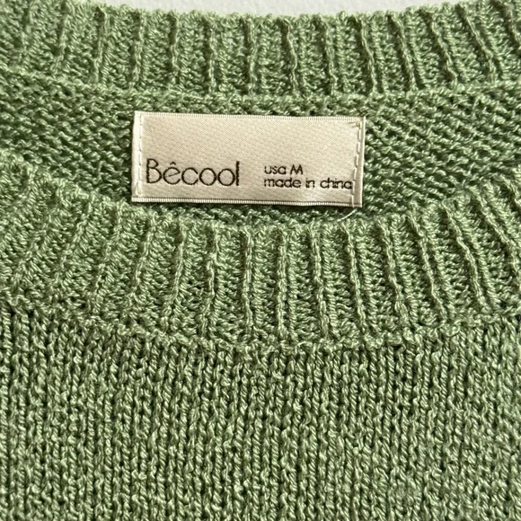 BeCool Green Knit Sweater with Pocket - Picture 3 of 4